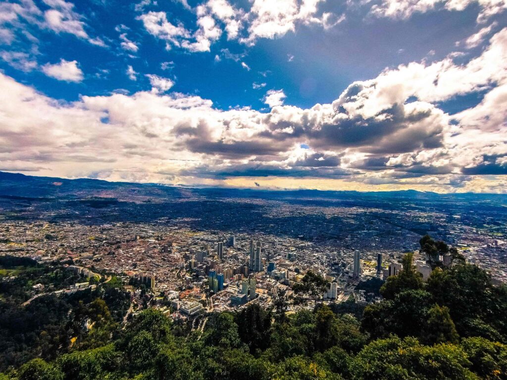Panoramic view of Bogotá from Monserrate, showing the city and its landscape