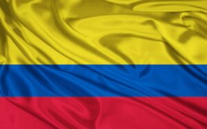 Colombian flag with yellow, blue, and red horizontal stripes