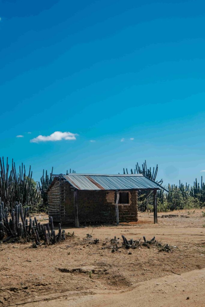 la-guajira-desert-house-colombia Traditional house in the La Guajira desert landscape, Colombia.